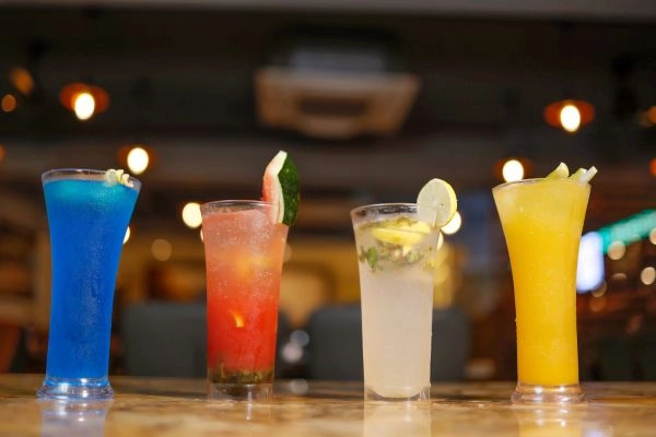 Colorful Assorted Mocktails Lined Up at the Bar