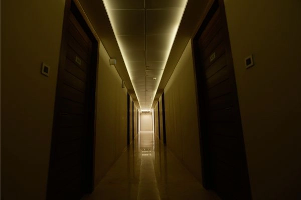 Quiet Hotel Guest Floor Hallway