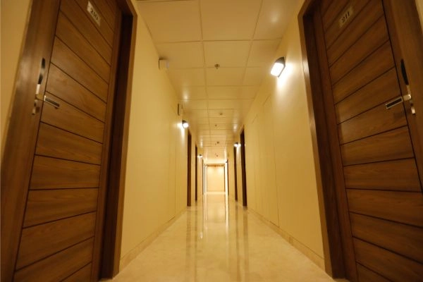 Hotel Interior Hallway and Doorways